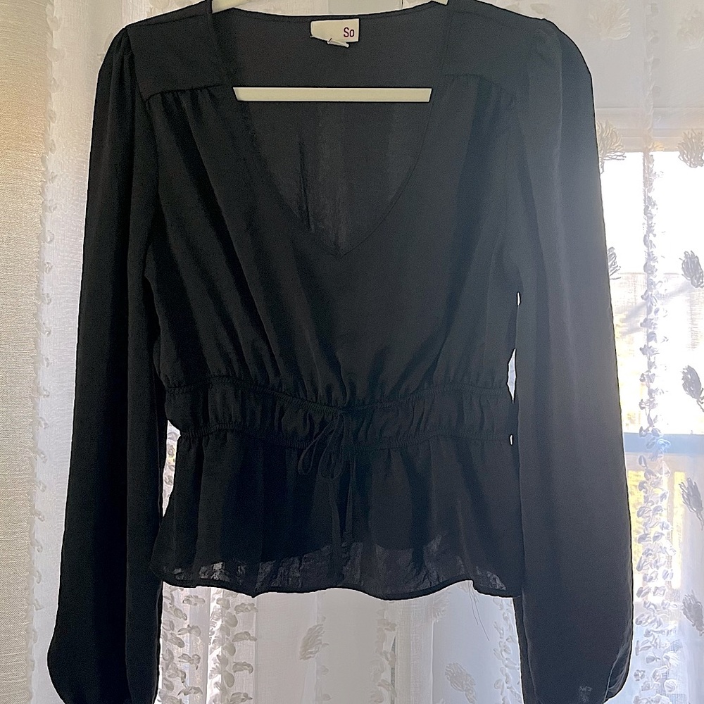 So Black satin blouse